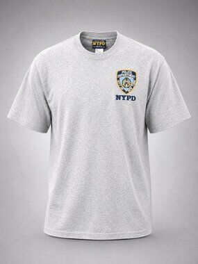 NYPD Police Department Men's Large T-Shirt New York City Gray Embroidered 2006